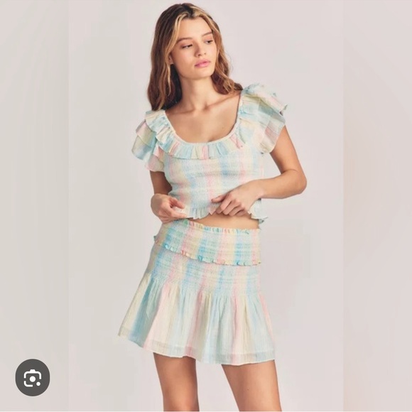 LoveShackFancy Dresses & Skirts - LoveShackFancy Saba Cropped Top & Camilla Rainbow Skirt Set